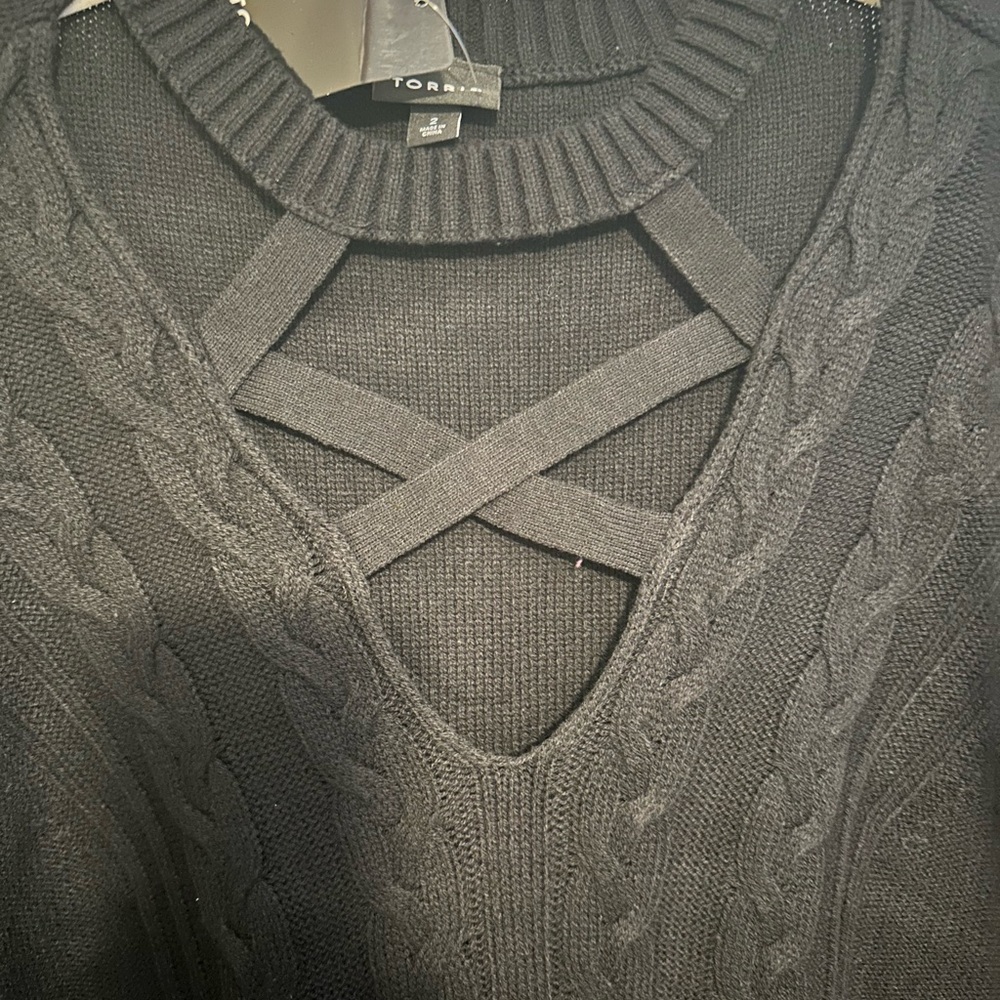NWT Torrid Black Cable Cage Long Sleeve Pullover Sweater Size 2 (2X) - Picture 13 of 13